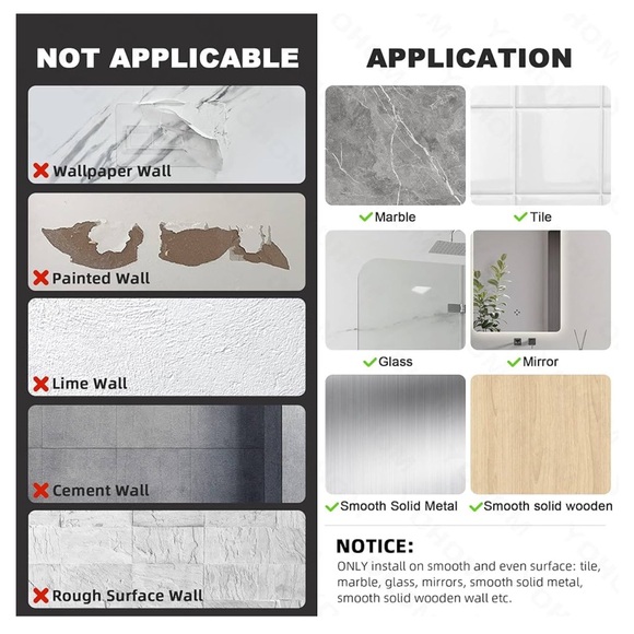 BNIB Adhesive Shower Caddy Shelf Bathroom Wall Holder Storage Organizer White - Picture 4 of 8